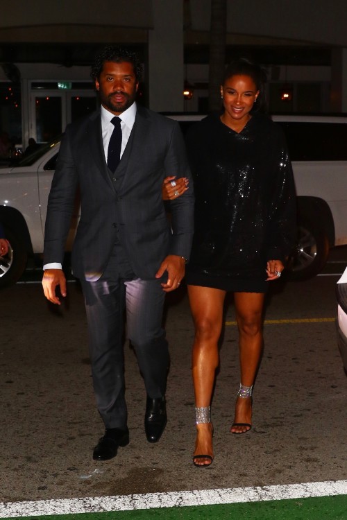 Miami, FL  - *EXCLUSIVE* Expecting parents-to-be Ciara and Russell Wilson enjoy a date night togethe