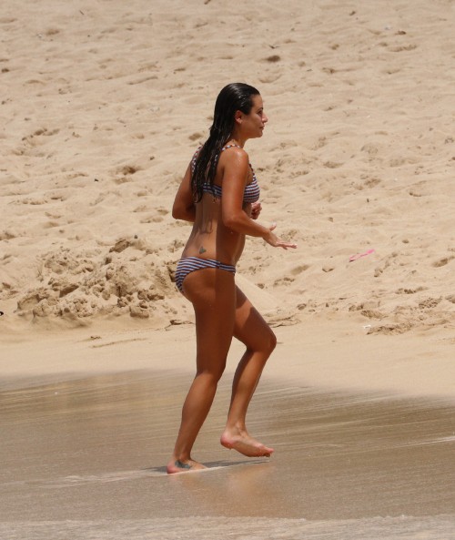 08/07/2019 EXCLUSIVE: Lea Michele is spotted going for a swim in the ocean in Hawaii. The 32 year ol